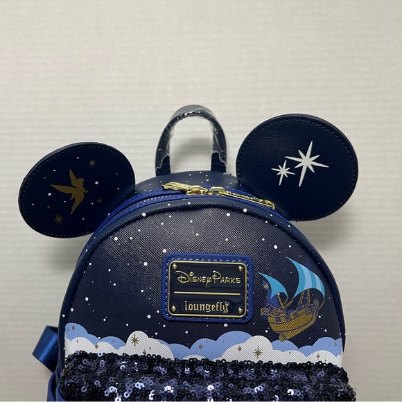 Disney Parks Loungefly Peter Pan Night Sky Mini Backpack - Navy